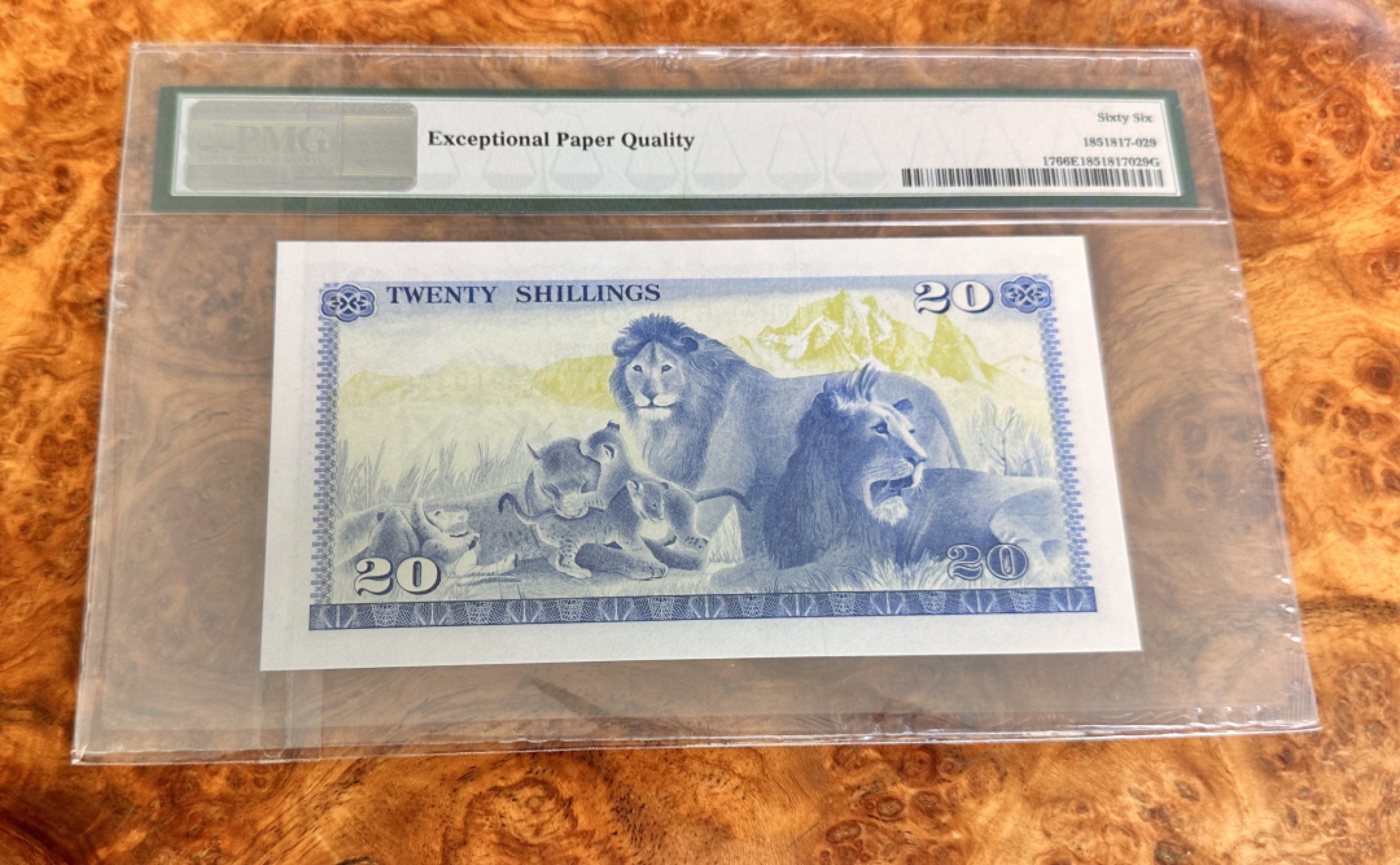 Chase Auction 第21期 - - 外钞、民国钞和人民币混合场！ 1978年肯尼亚20先令，PMG66！