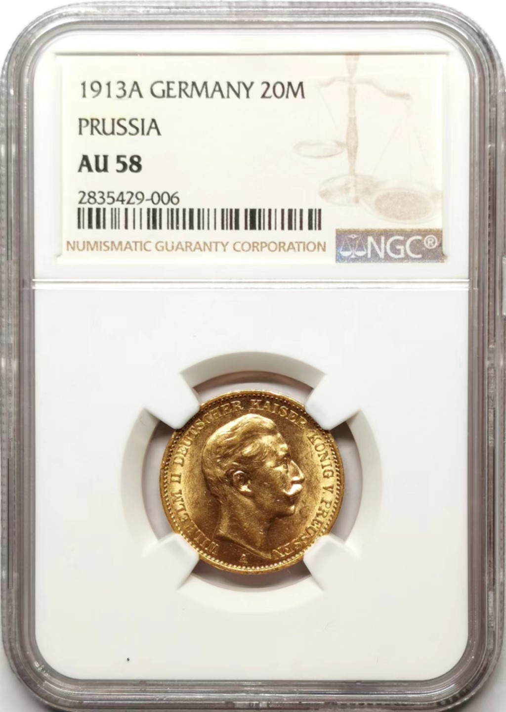 凡希社世界钱币微拍第二百三十五期 1913德国20马克金币NGC-AU58