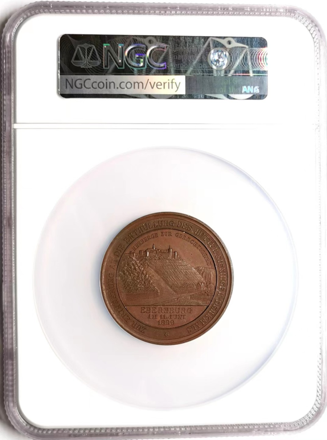 凡希社世界钱币微拍第二百三十五期 1889德国哈腾-西肯恩联盟纪念大铜章NGC-MS63