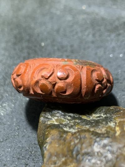 精美战国红玛瑙雕刻回纹平安扣一颗！ 精美战国红玛瑙雕刻回纹平安扣一颗！