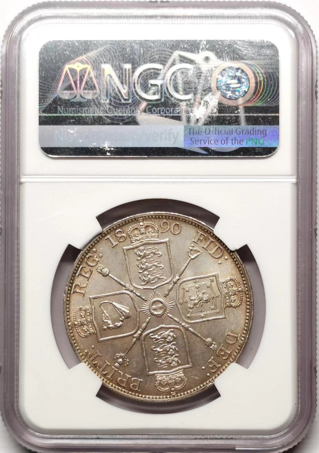 凡希社世界钱币微拍第二百三十五期 1890英国老维高冠双佛罗林大银NGC-MS63
