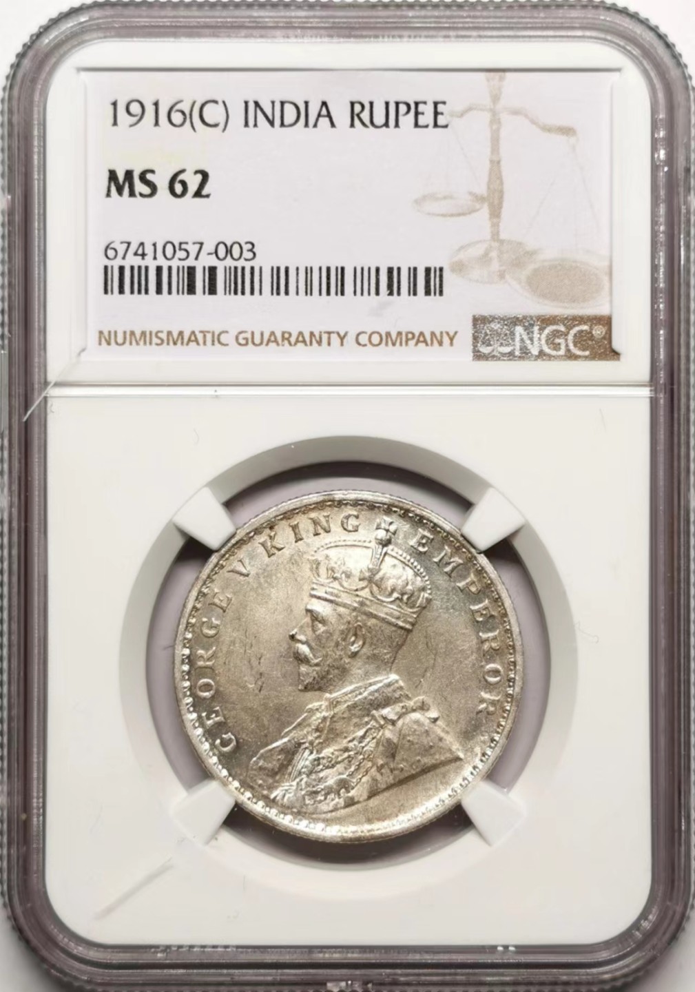 凡希社世界钱币微拍第二百三十五期 1916C英属印度乔五卢比NGC-MS62