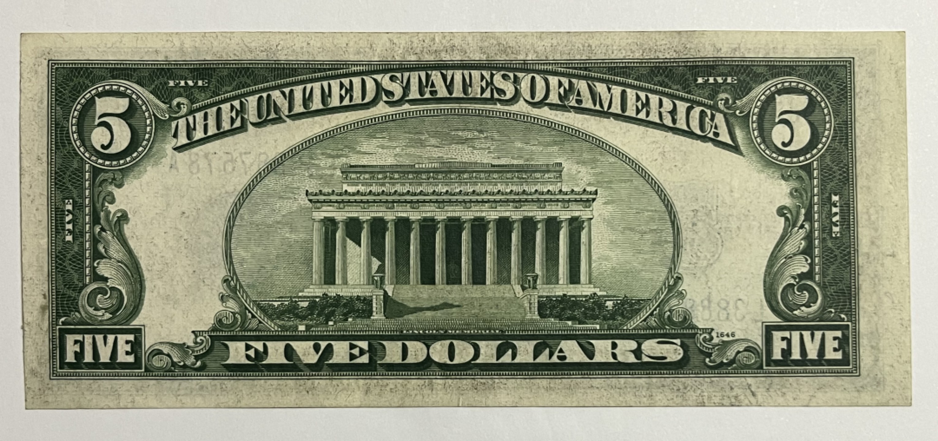 Chase Auction 第21期 - - 外钞、民国钞和人民币混合场！ 1934B版 5美元 银币券 L区首发A冠 号码无4多8