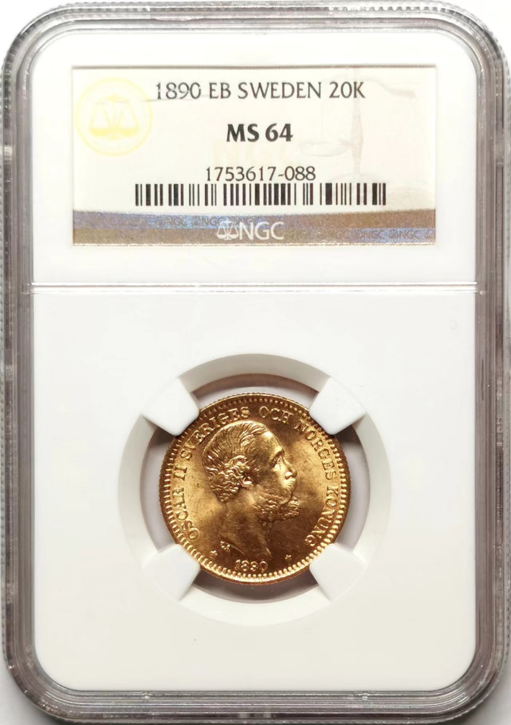 凡希社世界钱币微拍第二百三十五期 1890瑞典20克朗金币NGC-MS64