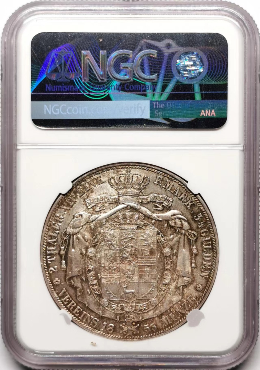 凡希社世界钱币微拍第二百三十五期 荐！1855布伦瑞克沃芬布特纹章2泰勒大银NGC-MS62