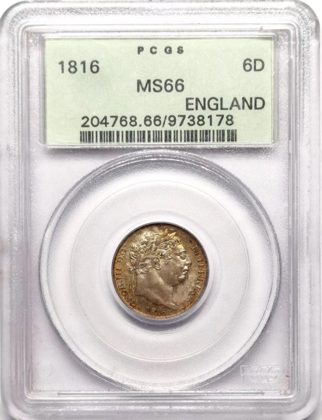凡希社世界钱币微拍第二百三十五期 1816英国乔三6便士PCGS-MS66