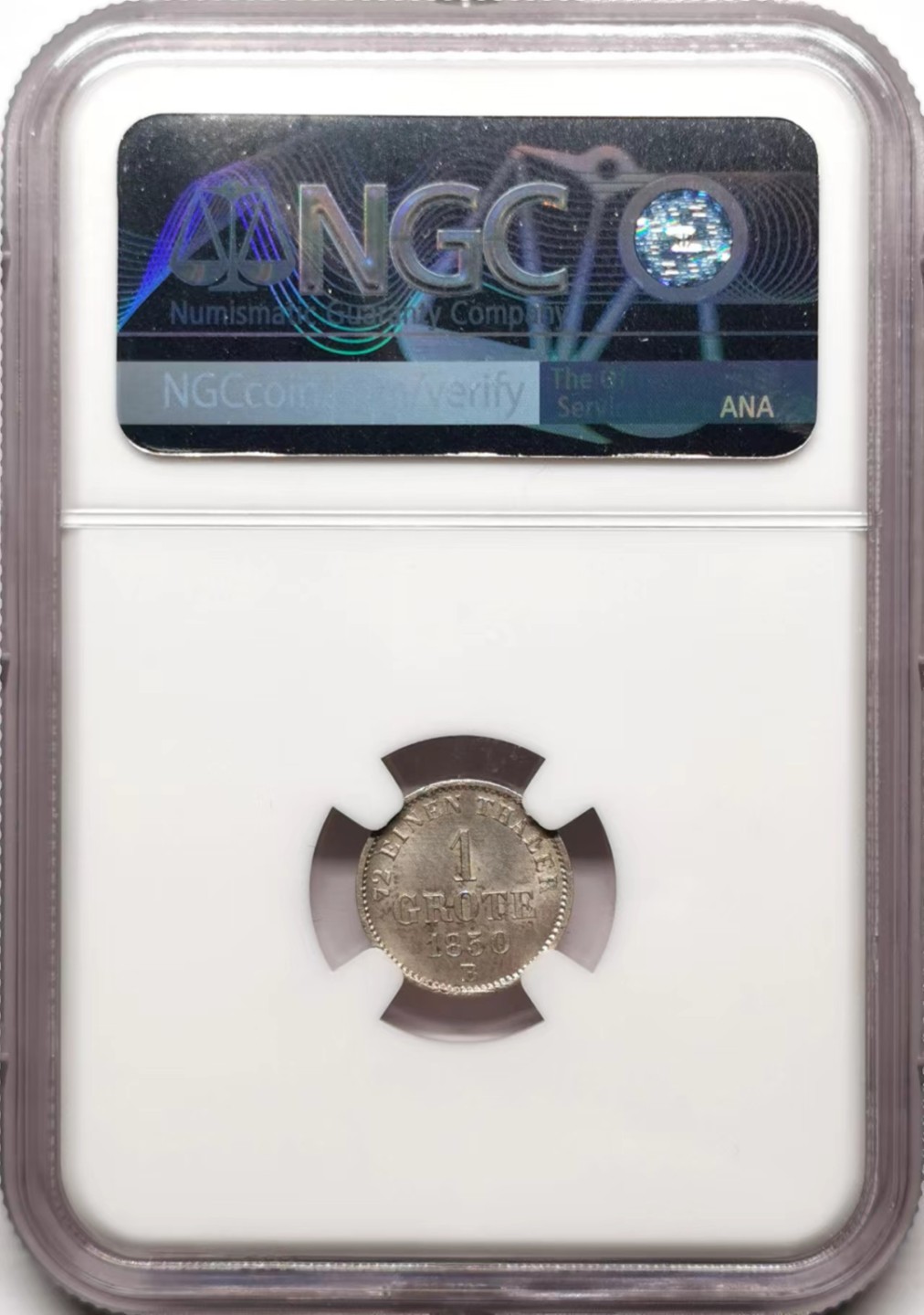 凡希社世界钱币微拍第二百三十五期 1850奥尔登堡GROTEN银辅币NGC-MS63