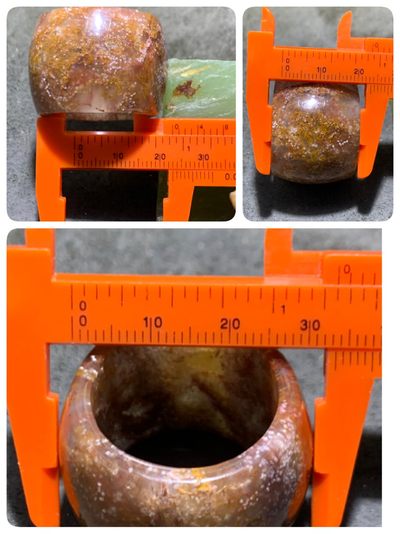 天然高润度罕见水草玛瑙扳指一个， 天然高润度罕见水草玛瑙扳指一个，