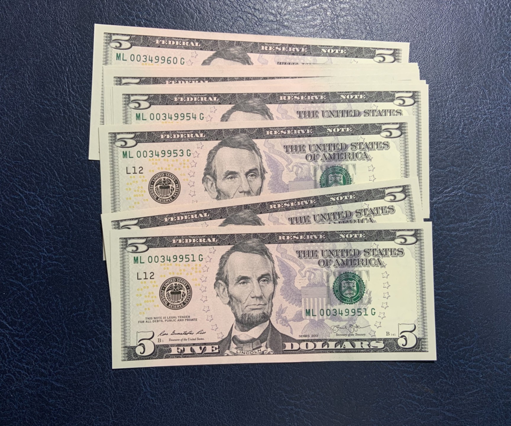 收藏联盟Quantum Auction 第249期拍卖  美国联邦储备券2013年大头版彩色5元10连号 品相全新UNC