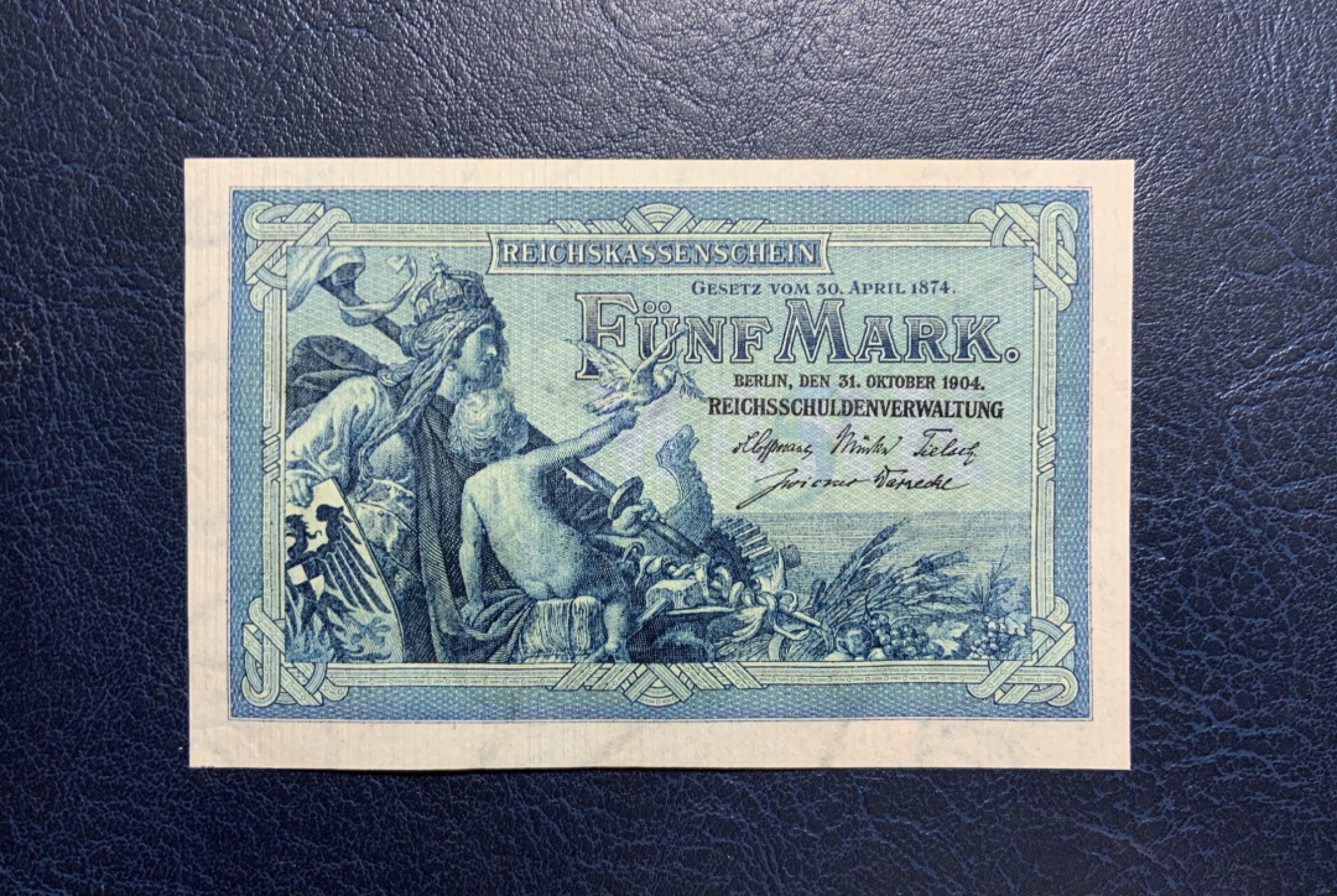 收藏联盟Quantum Auction 第249期拍卖  德国1904年5马克 品相UNC 角微瑕(油墨) A冠