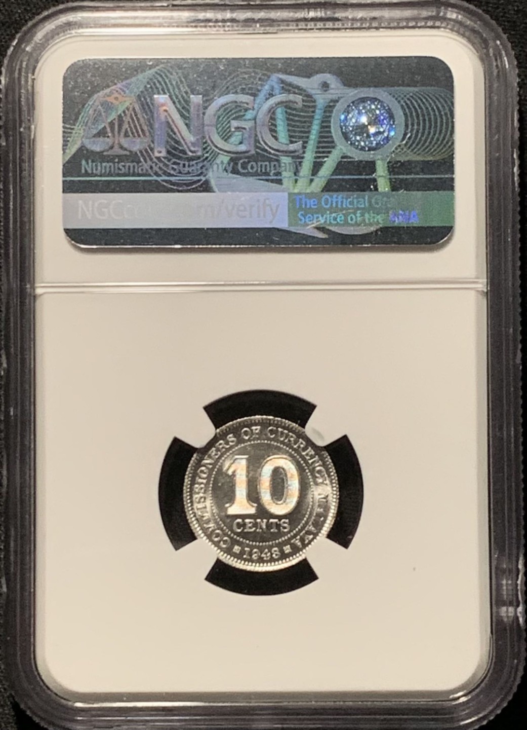 紫瑗钱币——第262期拍卖 马来亚 1943年 乔治六世 10分 银币 NGC MS64