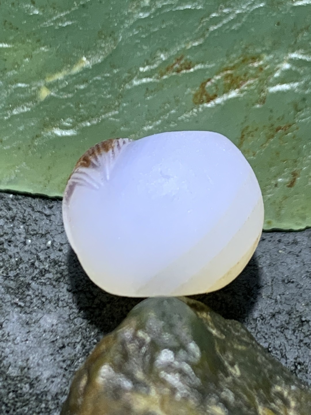 精美亚光高玉化海洋玉髓手工俏色巧雕富贵有鱼墩子一个！