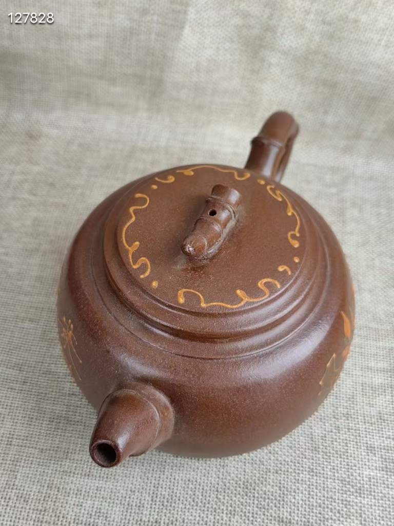 旧藏 紫砂壶有兰秘制款老紫砂砂料制成 彩绘花鸟纹 诗文 全品器 制作精良 品相完好
