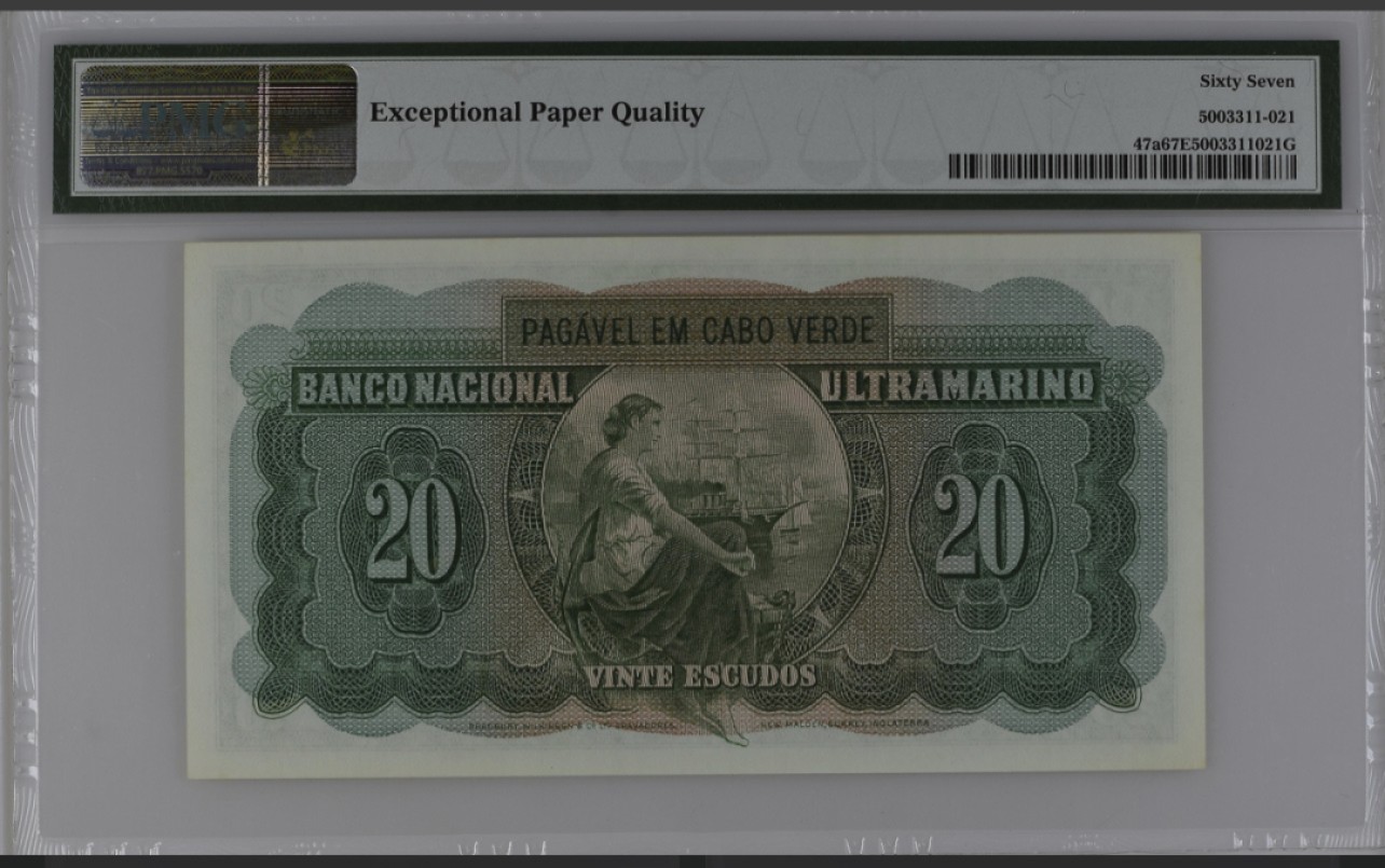 收藏联盟Quantum Auction 第249期拍卖  佛得角(葡属时期)1958年20埃斯库多 PMG67 唯一冠军分 BWC精品