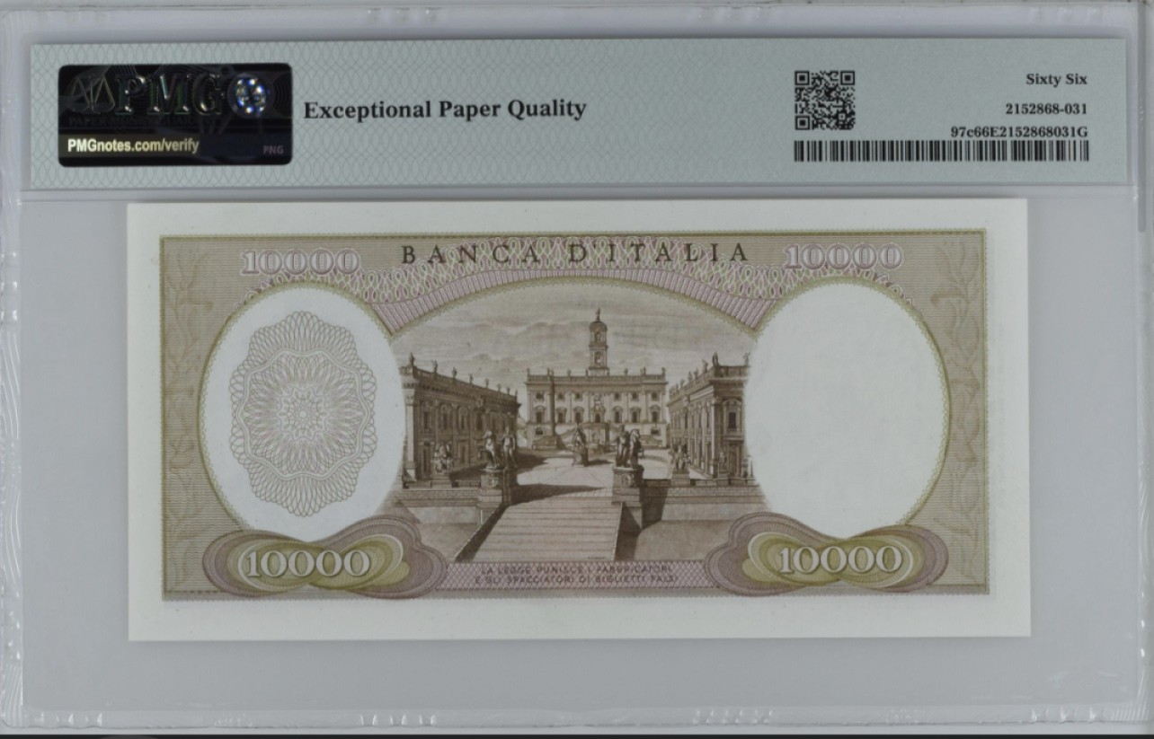 收藏联盟Quantum Auction 第249期拍卖  意大利1966年10000里拉 PMG66 文艺复兴大师米开朗基罗 相对少见年份