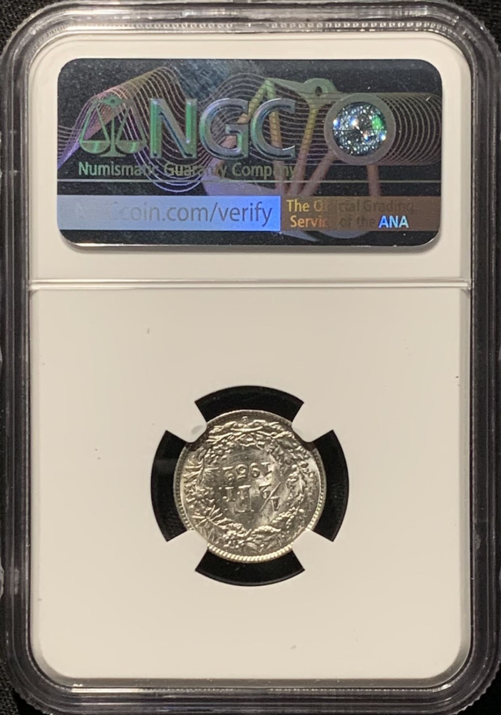 紫瑗钱币——第262期拍卖 瑞士 1952年 赫尔维蒂亚 1/2法郎 银币 NGC MS61