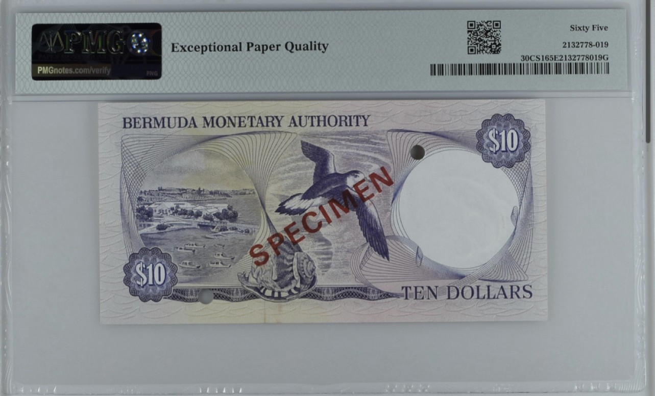收藏联盟Quantum Auction 第249期拍卖  百慕大1985年10元收藏样票 PMG65 官方限量发行