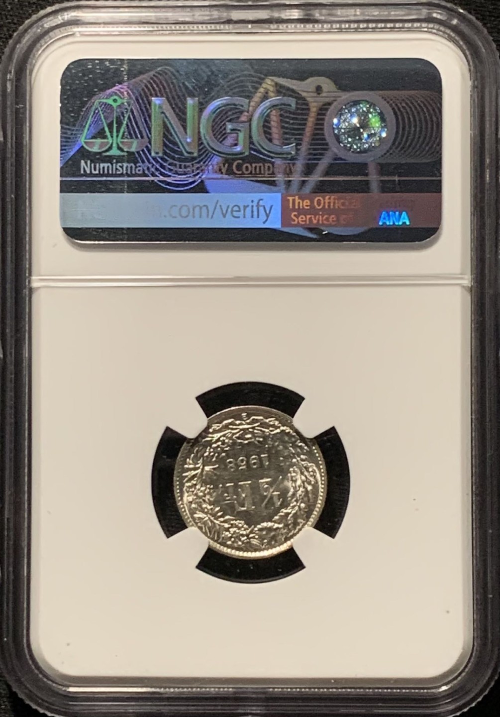 紫瑗钱币——第262期拍卖 瑞士 1958年 赫尔维蒂亚 1/2法郎 银币 NGC MS62