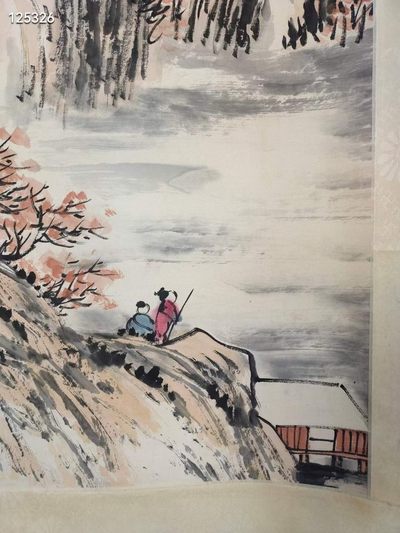 旧藏画作齐白石绘画作品〔百寿〕山水纸本立轴 旧藏画作齐白石绘画作品〔百寿〕山水纸本立轴