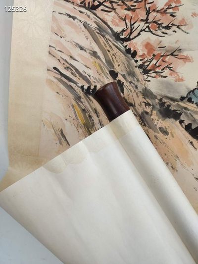 旧藏画作齐白石绘画作品〔百寿〕山水纸本立轴 旧藏画作齐白石绘画作品〔百寿〕山水纸本立轴