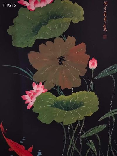 精品画作吴青霞绘画作品〔连年有余〕纸本立轴 精品画作吴青霞绘画作品〔连年有余〕纸本立轴