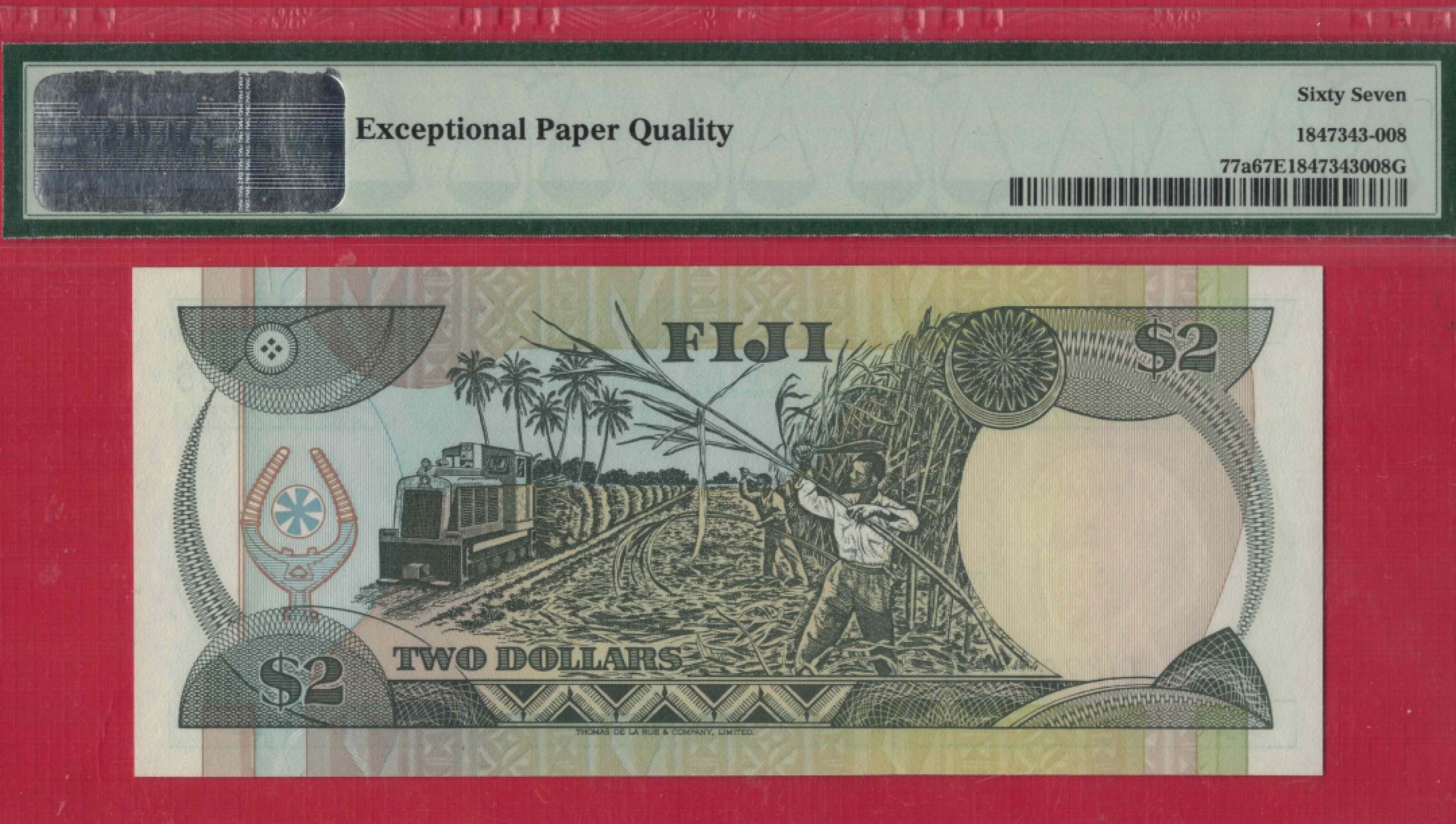 斐济2元 1980年 P-77a 冠军分 大洋洲纸币 实物如图 UNC