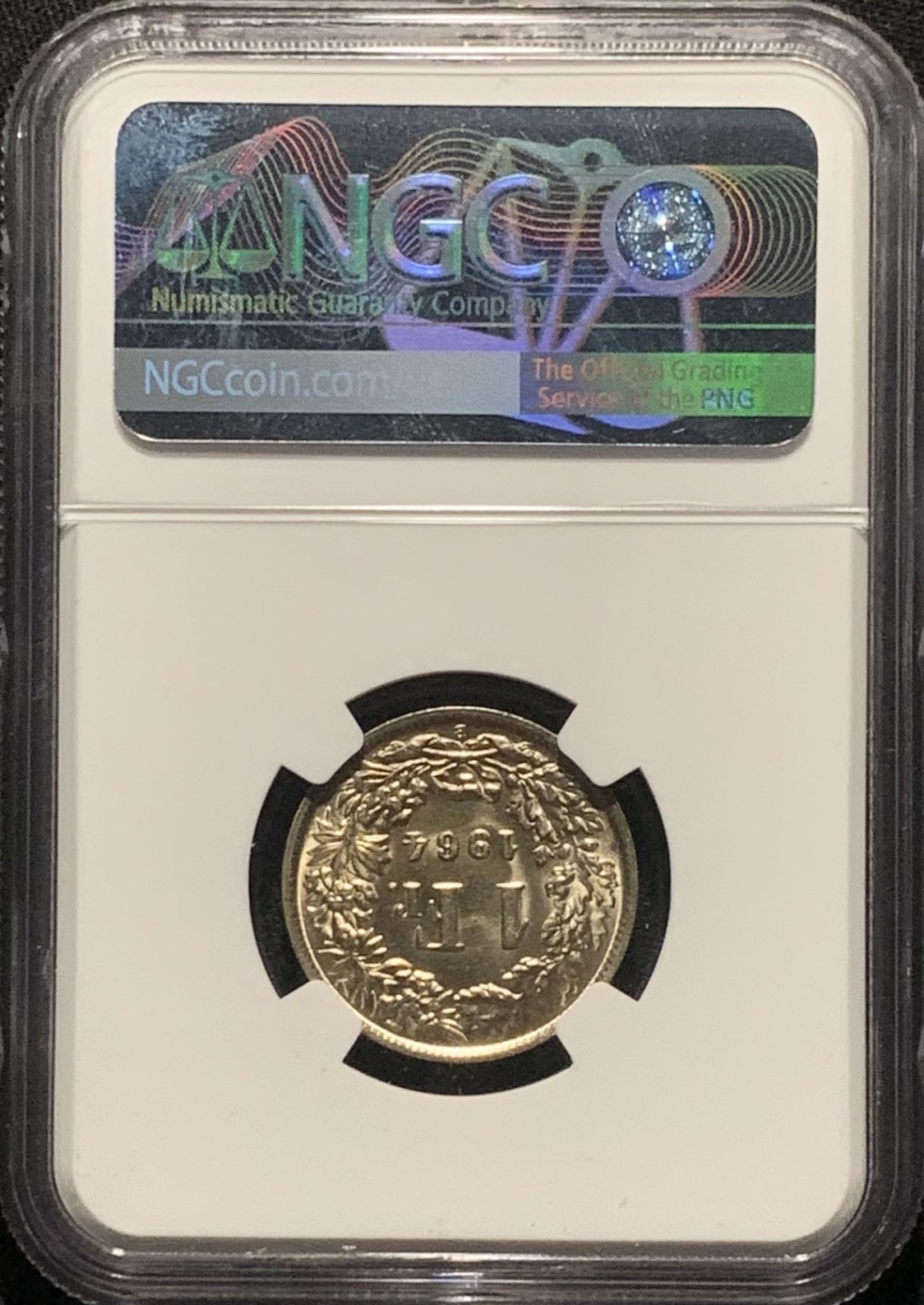 紫瑗钱币——第264期拍卖 瑞士 1964年 赫尔维蒂亚 1法郎 银币 NGC MS63