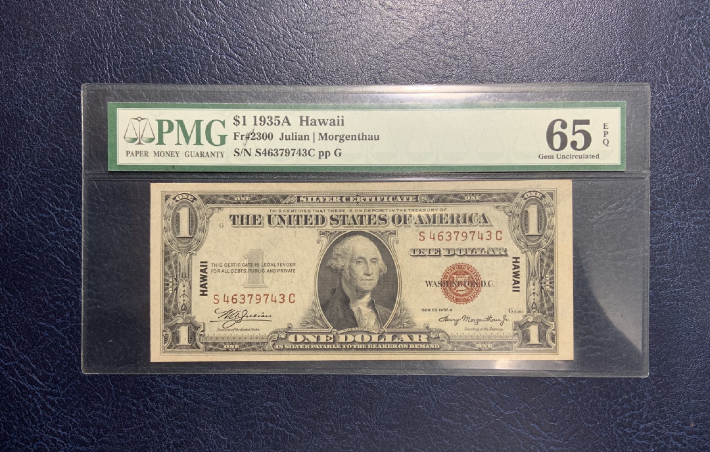 收藏联盟Quantum Auction 第250期拍卖  美国1935年夏威夷券1元 PMG65 