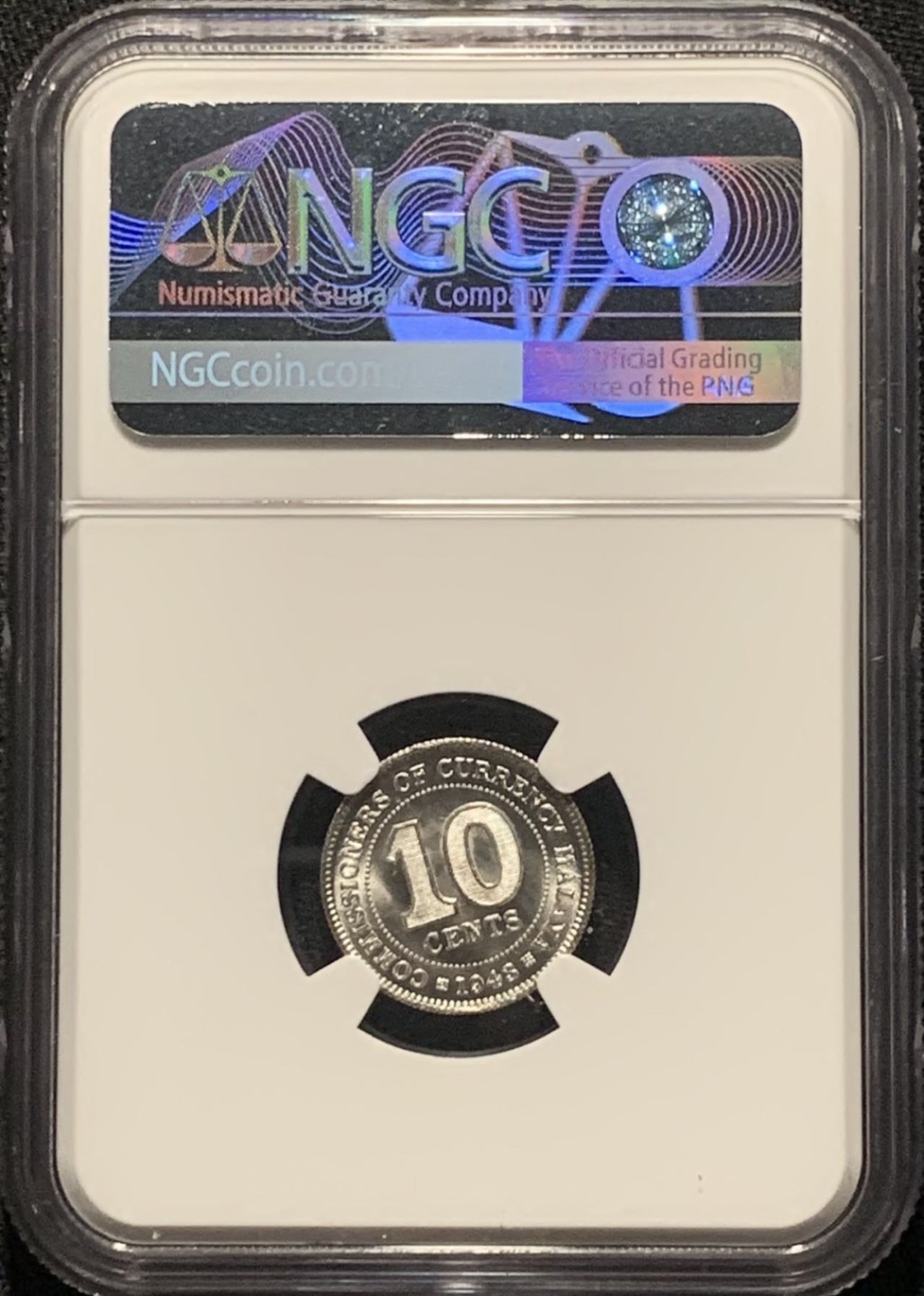 紫瑗钱币——第264期拍卖 马来亚 1943年 乔治六世 10分 银币 NGC MS63