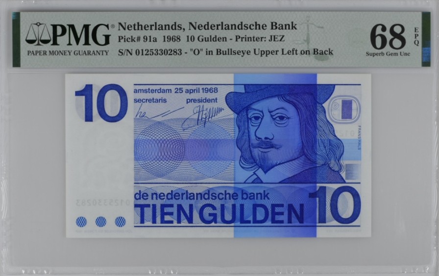 收藏联盟Quantum Auction 第250期拍卖  荷兰1968年10盾牛眼版 PMG68 冠军分