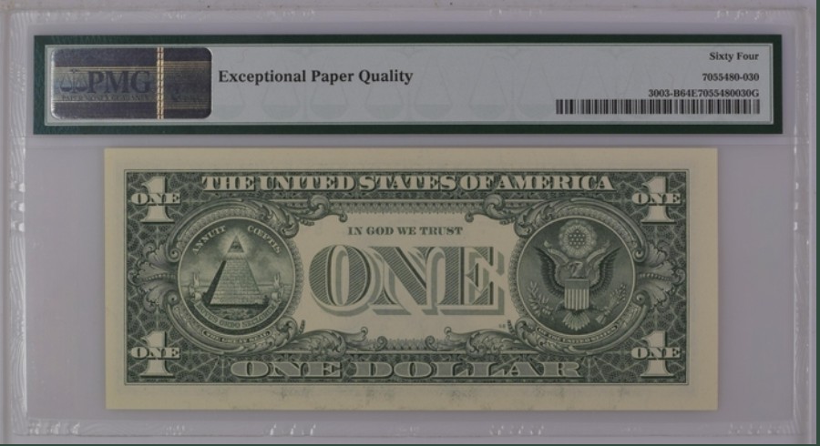 收藏联盟Quantum Auction 第250期拍卖  美国2017年联邦储备券1元 PMG64e 狮子号1111