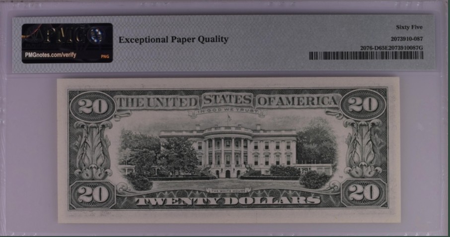 收藏联盟Quantum Auction 第250期拍卖  美国1988年联邦储备券20元 PMG65