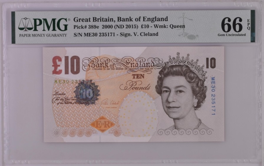 收藏联盟Quantum Auction 第250期拍卖  英国2015年10镑 PMG66 生物学家达尔文