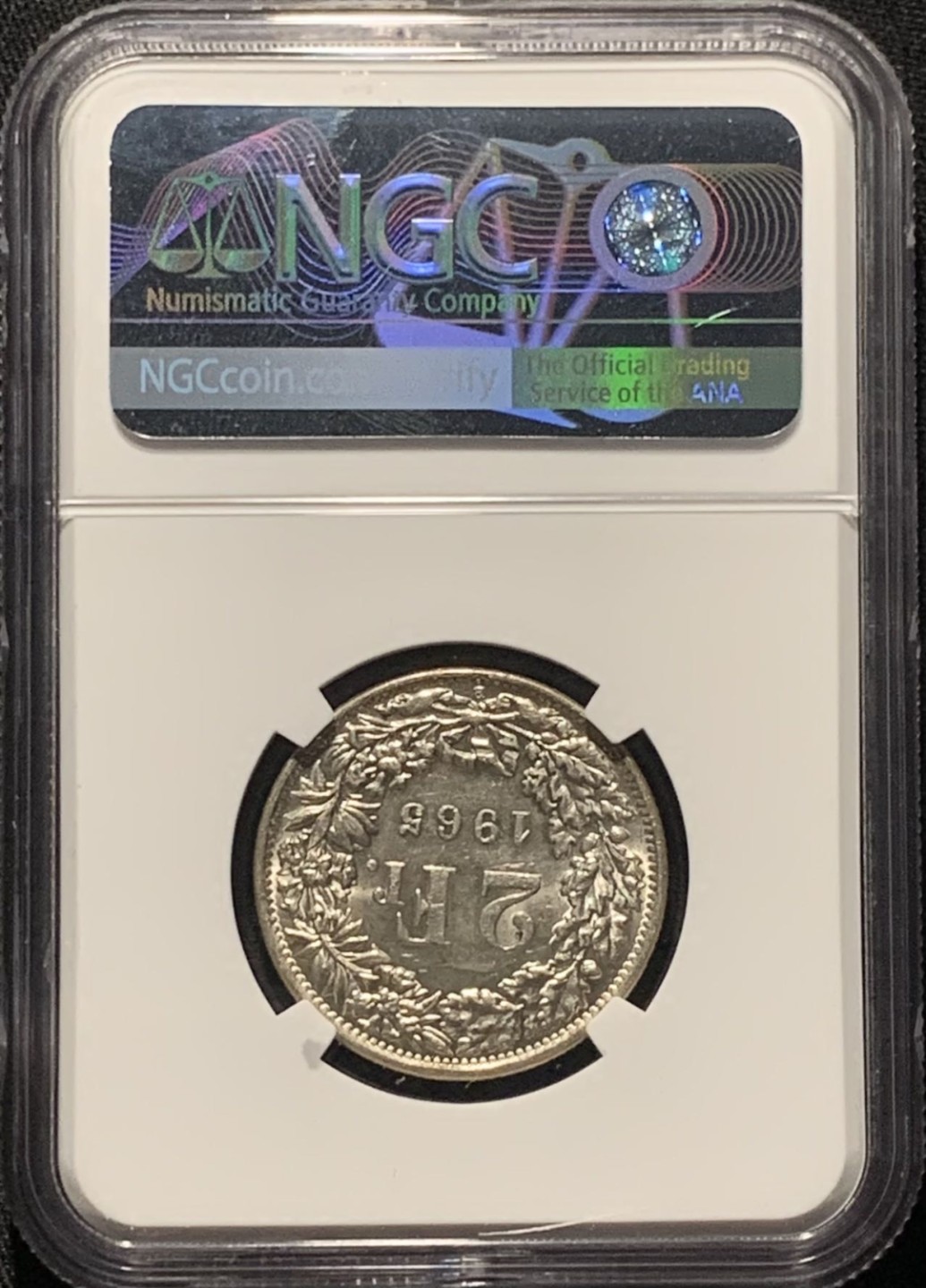 紫瑗钱币——第264期拍卖 瑞士 1965年 赫尔维蒂亚 2法郎 银币 NGC MS61