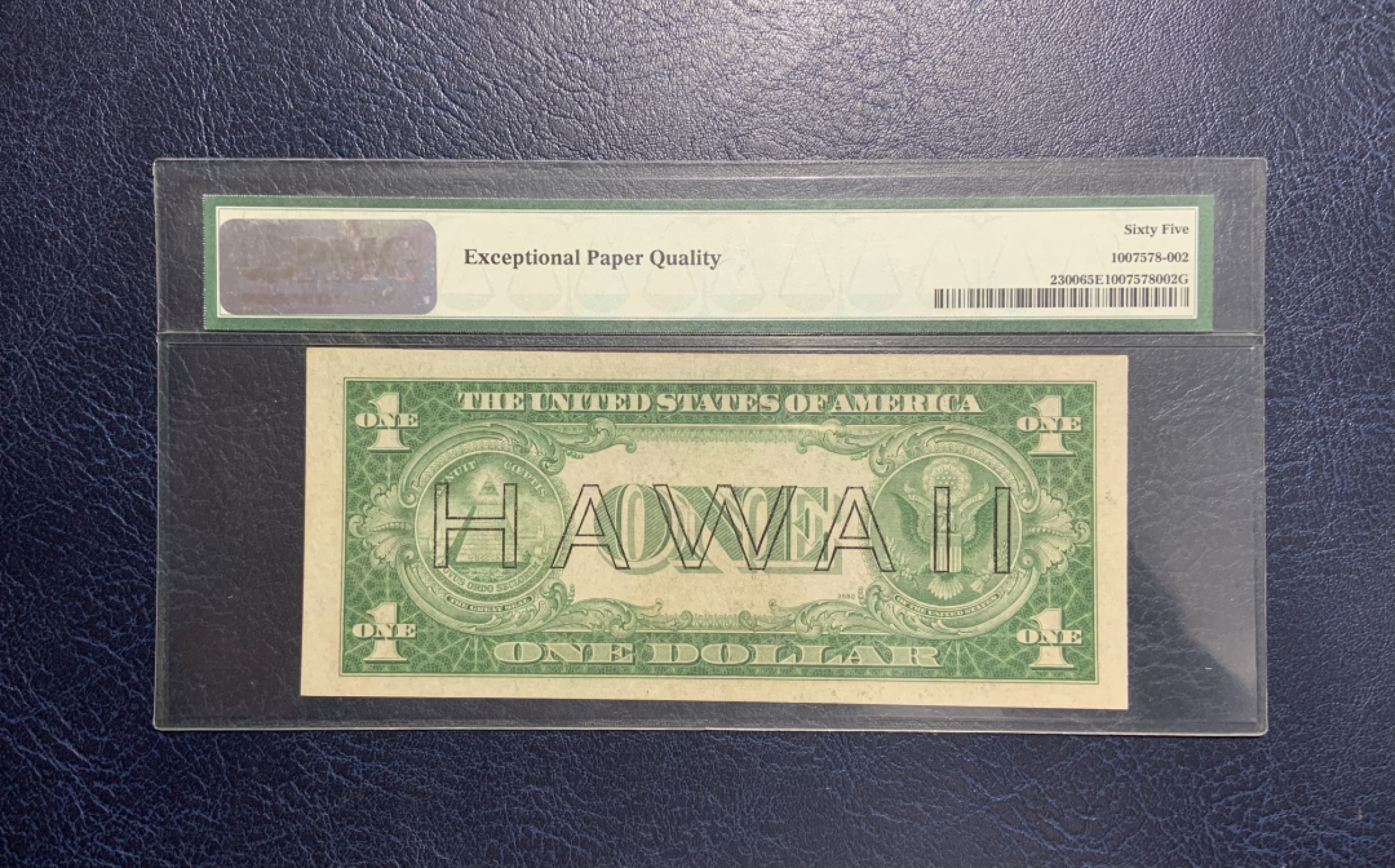 收藏联盟Quantum Auction 第250期拍卖  美国1935年夏威夷券1元 PMG65 