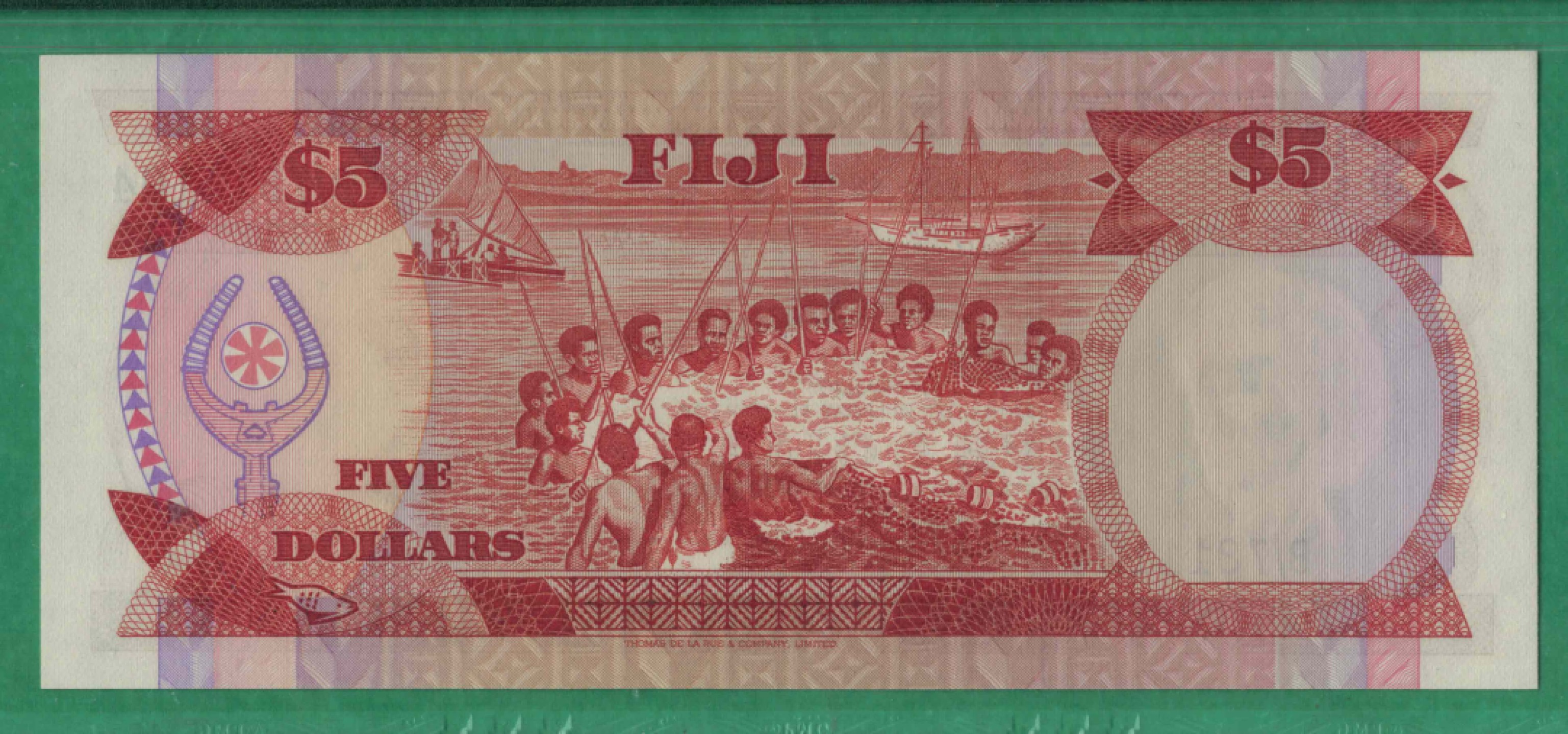 斐济5元 1986年 P-83a 大洋洲纸币 实物如图 UNC
