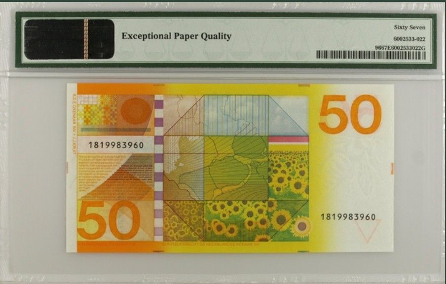 收藏联盟Quantum Auction 第250期拍卖  荷兰1982年50盾 PMG67 经典向日葵