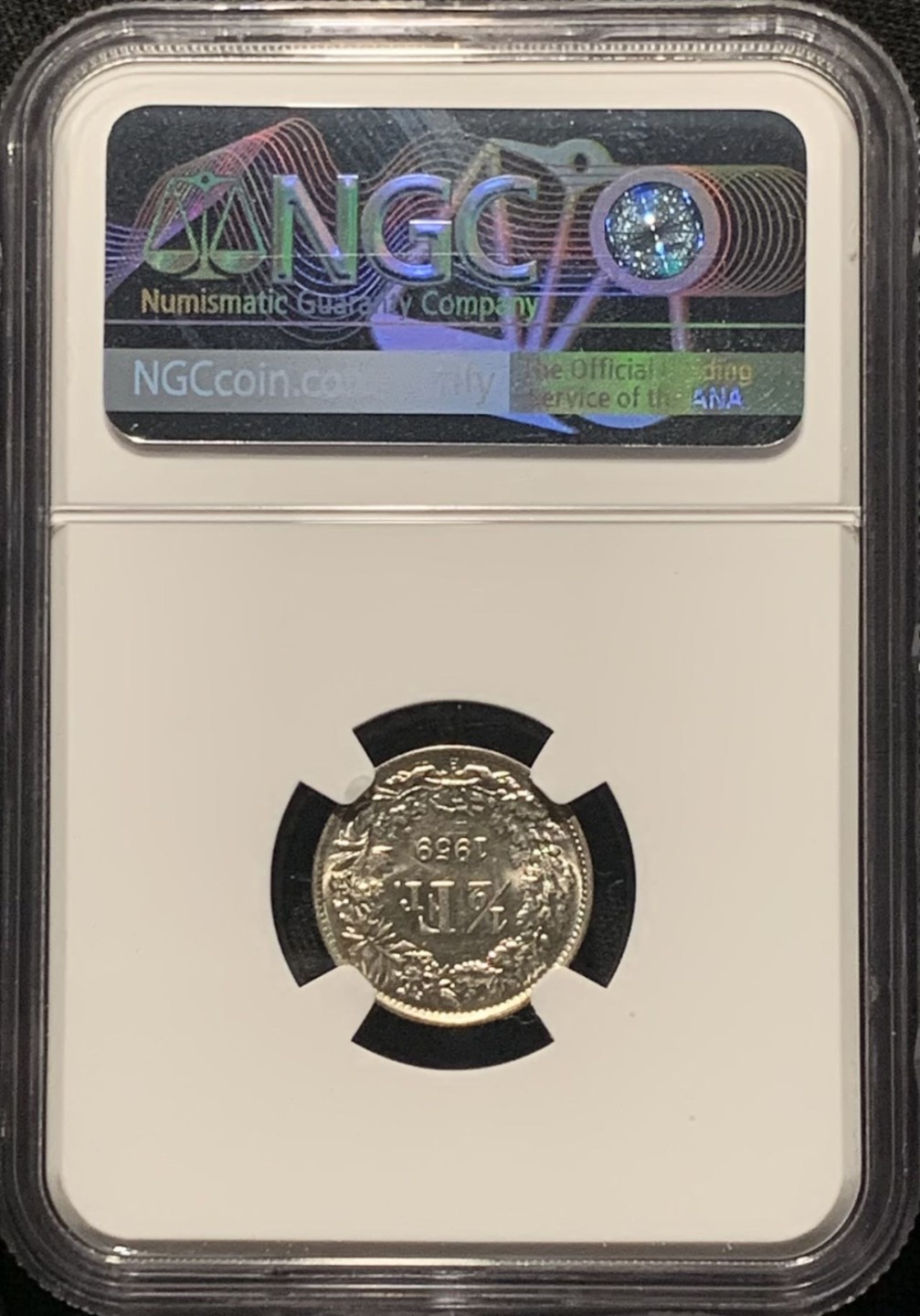 紫瑗钱币——第264期拍卖 瑞士 1959年 赫尔维蒂亚 1/2法郎 银币 NGC MS62