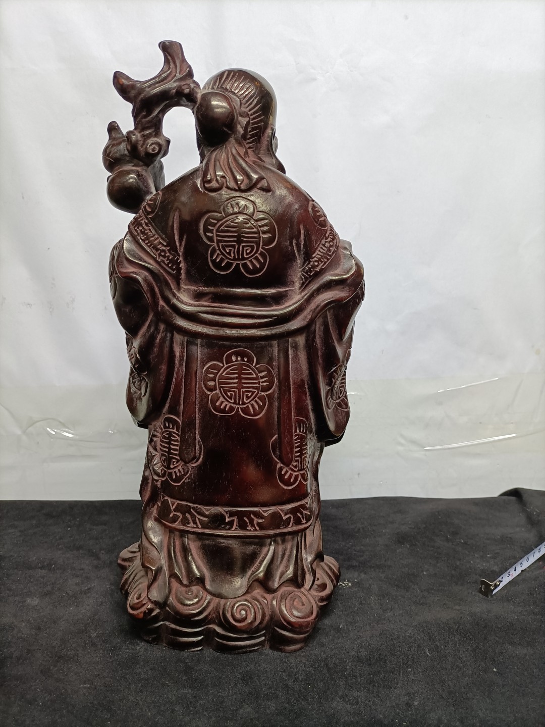 旧藏民国晚清印度小叶紫檀木雕寿星公摆件