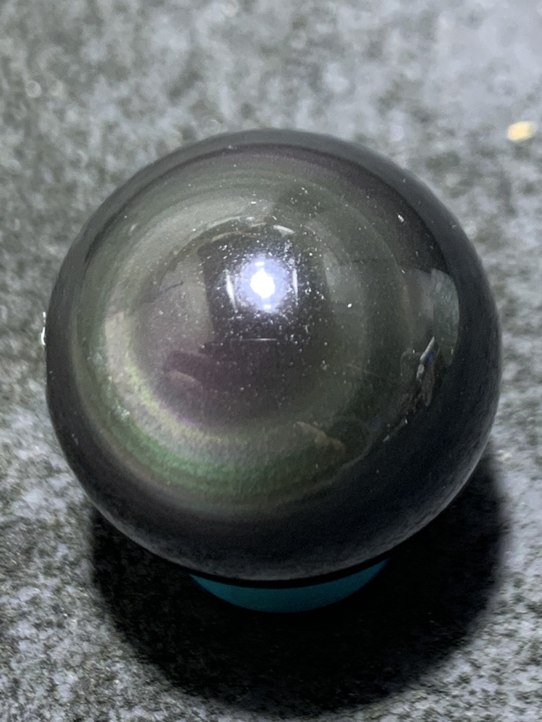 精美2.0双彩眼黑曜石单珠一颗