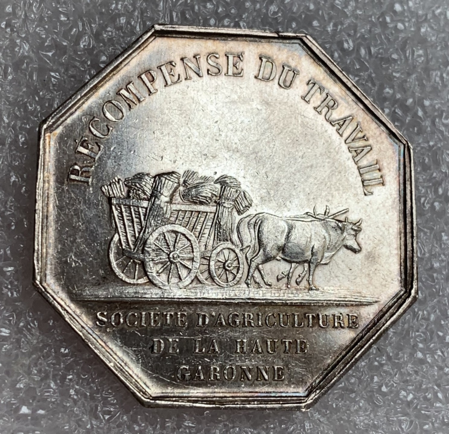 瓶子🏺第87期拍卖会 法国19世纪农业JETON银质八角  30mm  13.09g