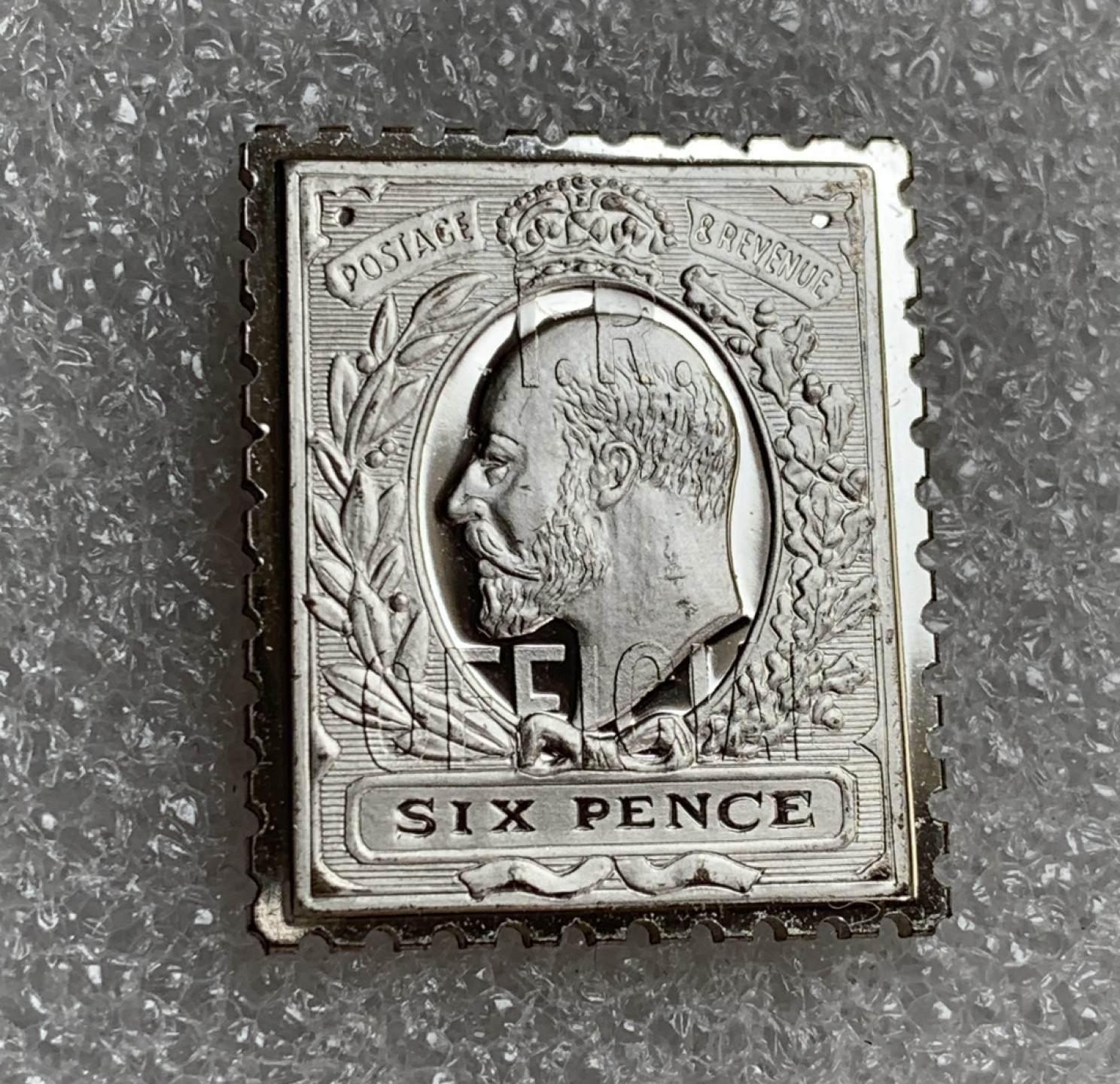瓶子🏺第87期拍卖会 英国1904年6便士银质邮票  带水印 世界邮政后铸  8.32g