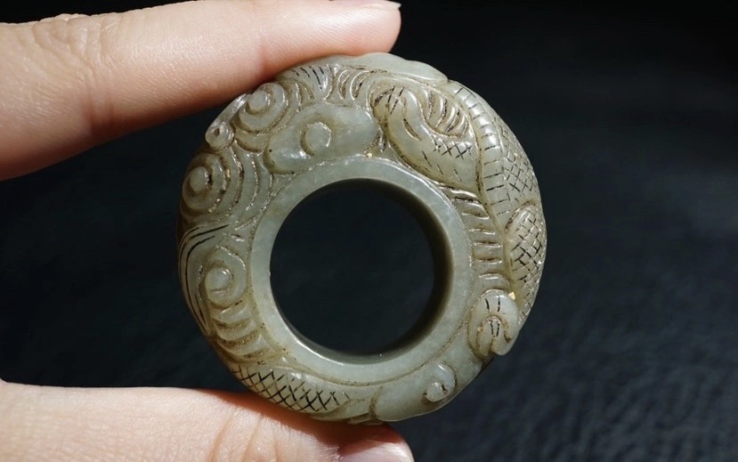 ｜冷门出品｜精选专拍·第叁拾伍场· 明清工老和田玉满工云龙纹扳指把件｜尺寸内径2.25