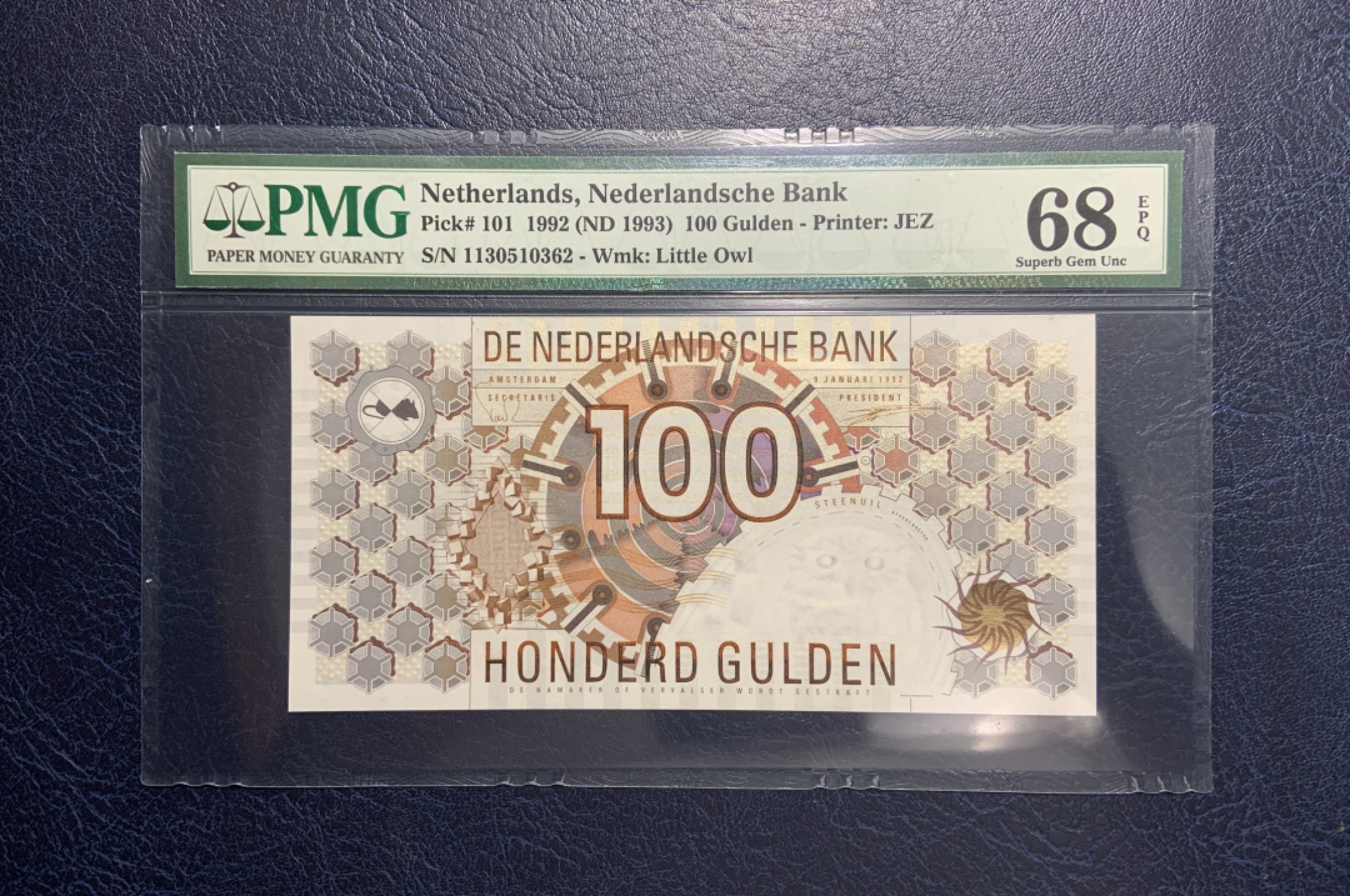 收藏联盟Quantum Auction 第251期拍卖  荷兰1992年100盾 PMG68