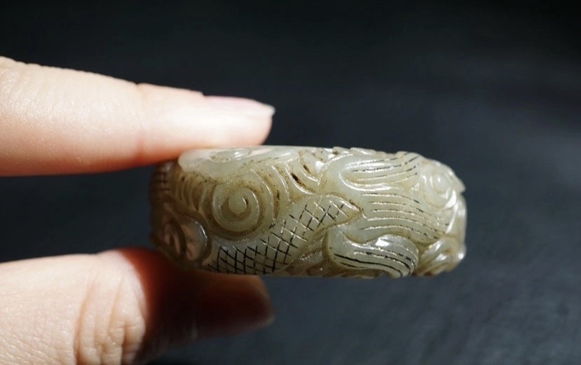 ｜冷门出品｜精选专拍·第叁拾伍场· 明清工老和田玉满工云龙纹扳指把件｜尺寸内径2.25