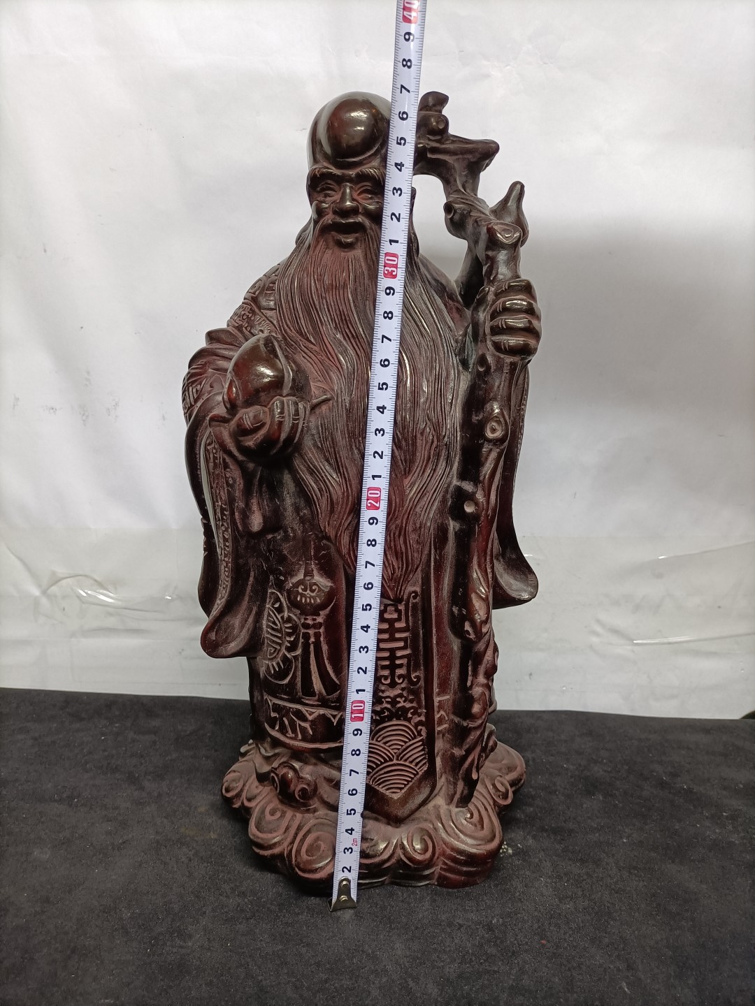 旧藏民国晚清印度小叶紫檀木雕寿星公摆件