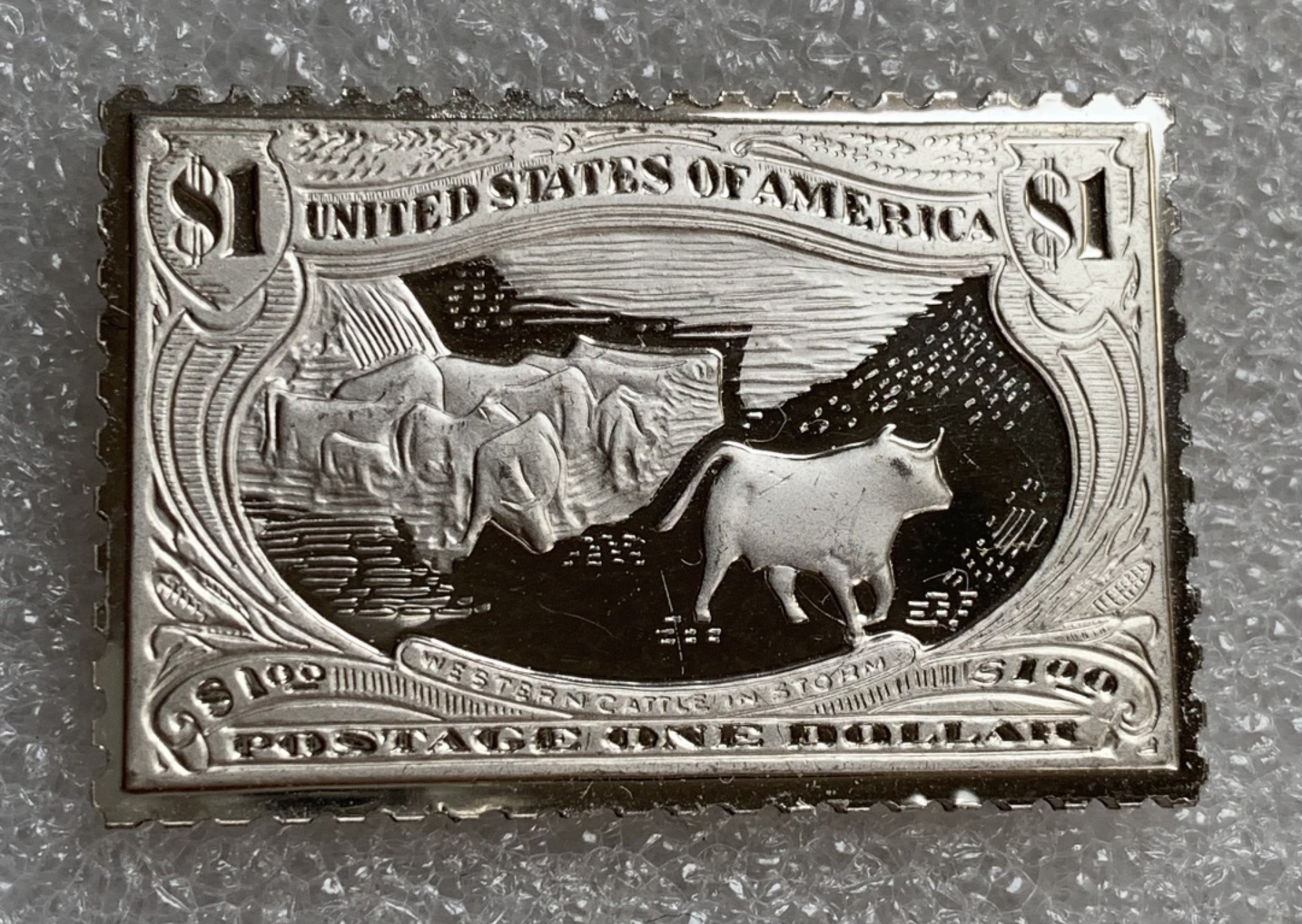 瓶子🏺第87期拍卖会 美国1898年1元银质邮票  世界邮政后铸  13.56g