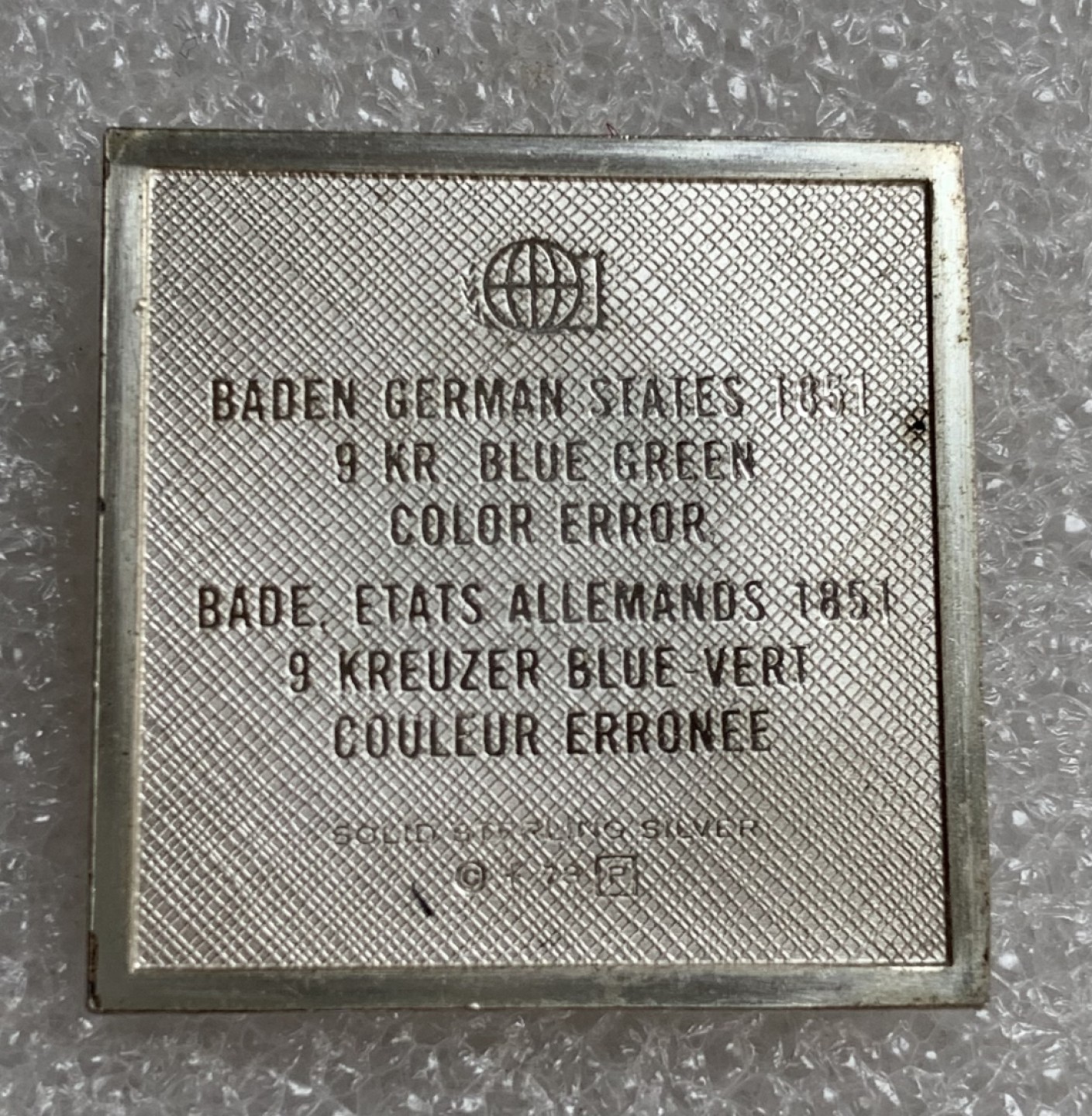 瓶子🏺第87期拍卖会 德邦巴登1851年9克朗银质邮票  世界邮政后铸  9.68g