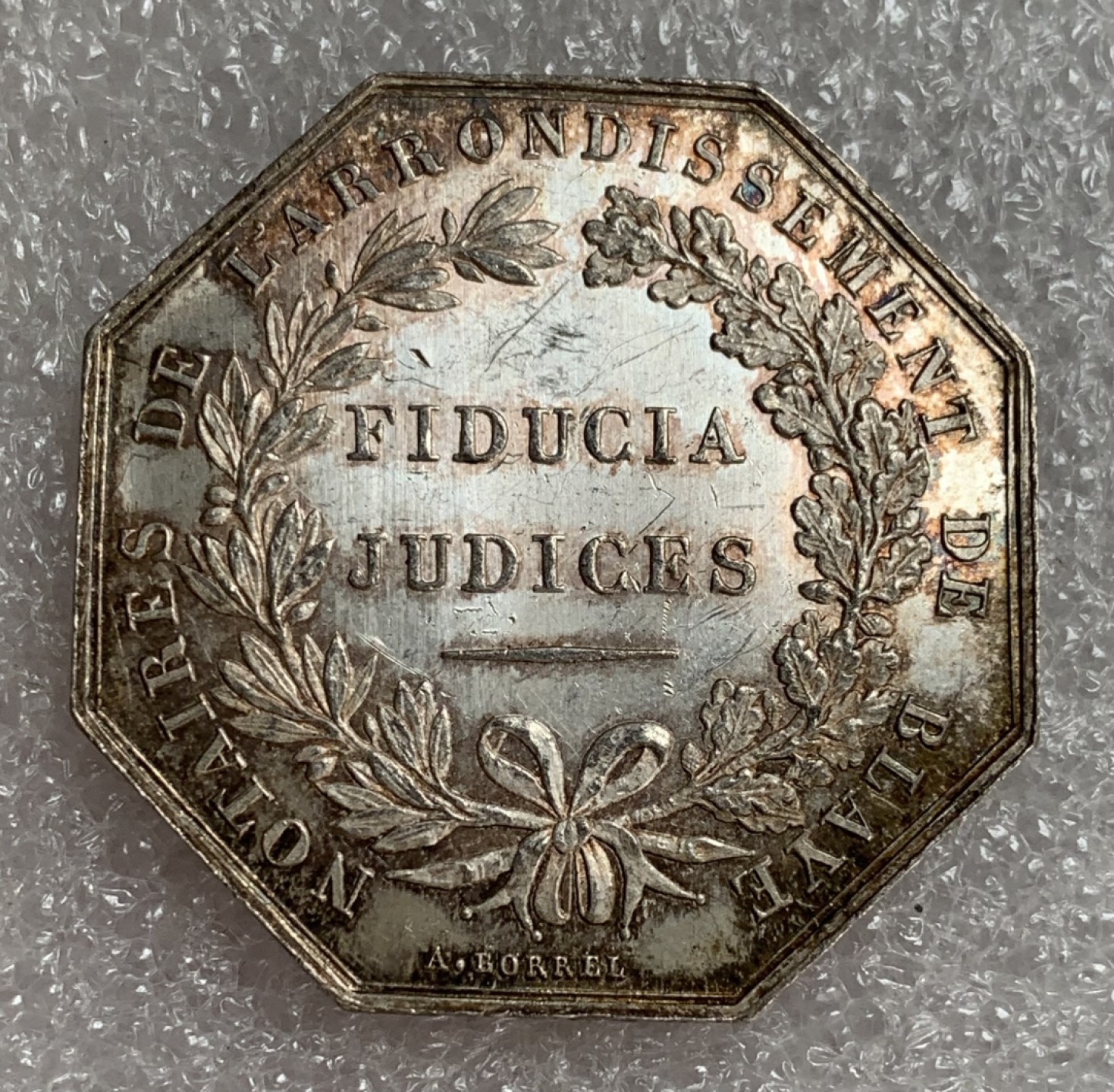 瓶子🏺第87期拍卖会 法国19世纪公平女神JETON八角银章  原光带初铸纹  31mm  13.43g