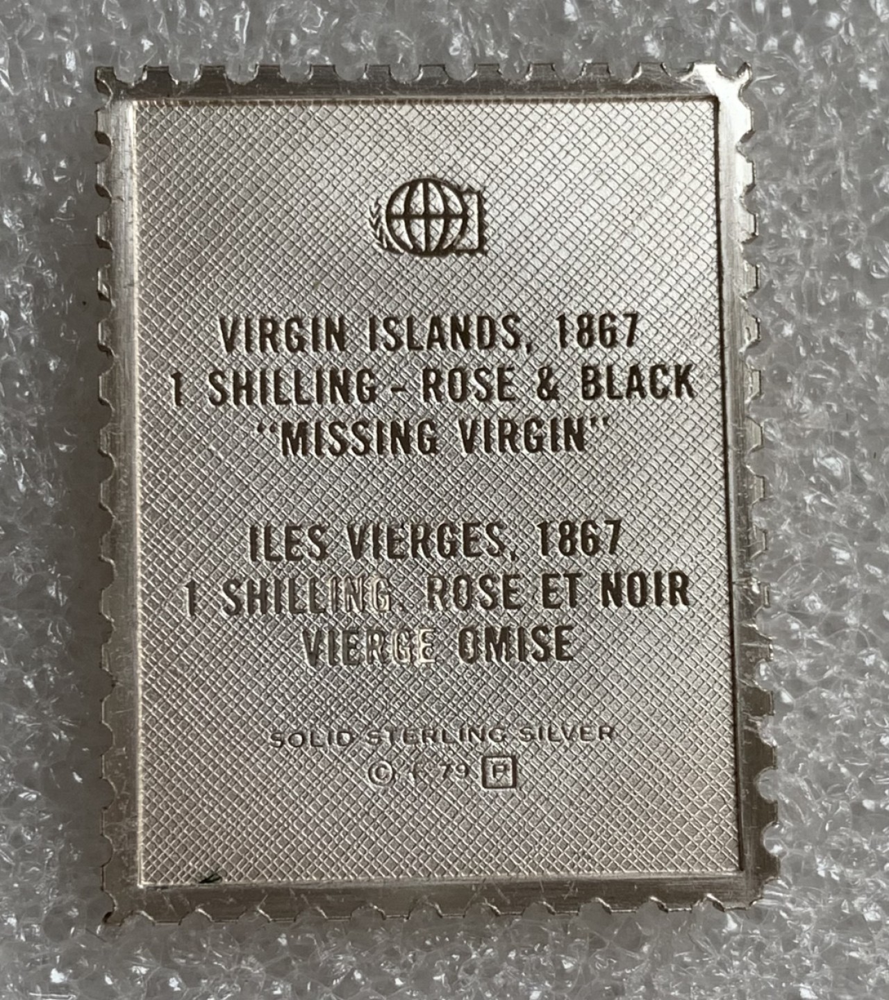 瓶子🏺第87期拍卖会 英属维尔京群岛1867年1先令银质邮票  世界邮政后铸  10.41g